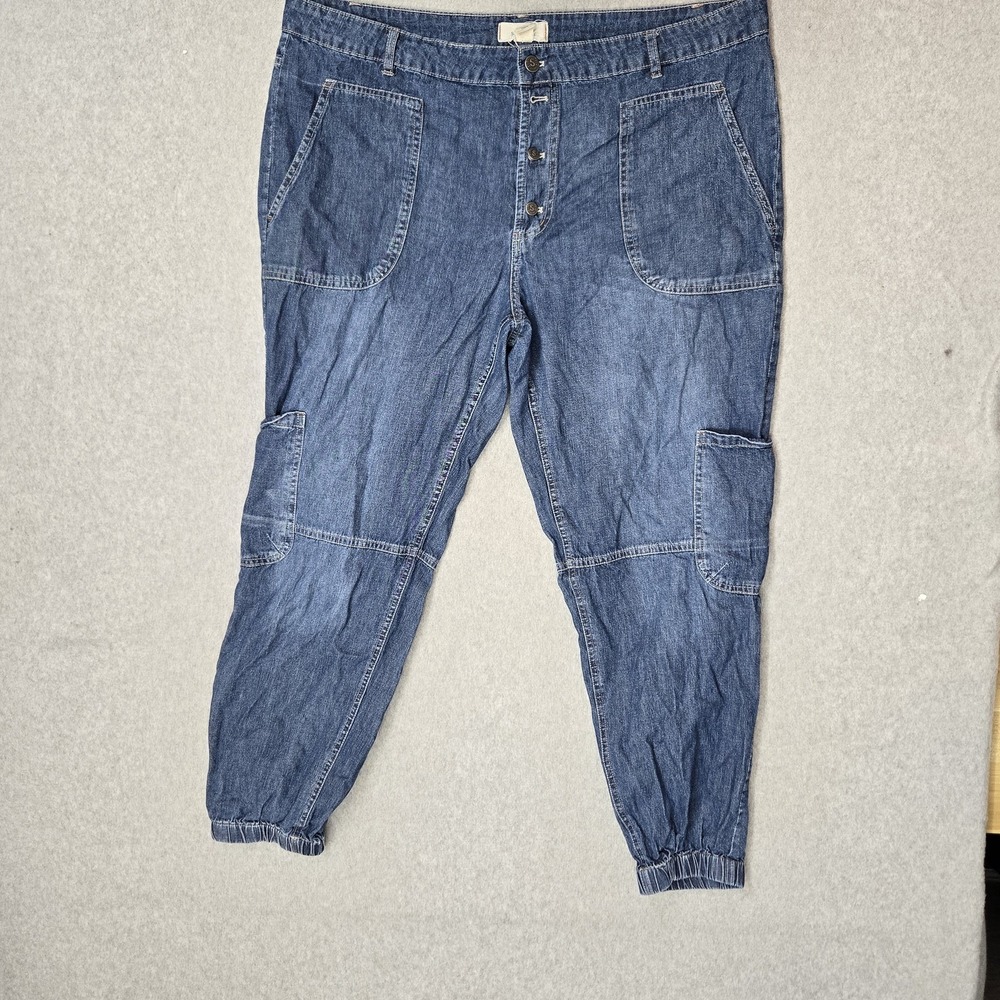 Sundance Women Pants 16 Blue Denim Cargo Jogger 27" Inseam